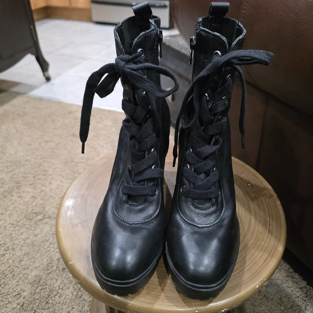 Steve Madden Black Combat Boots - Picture 2 of 4